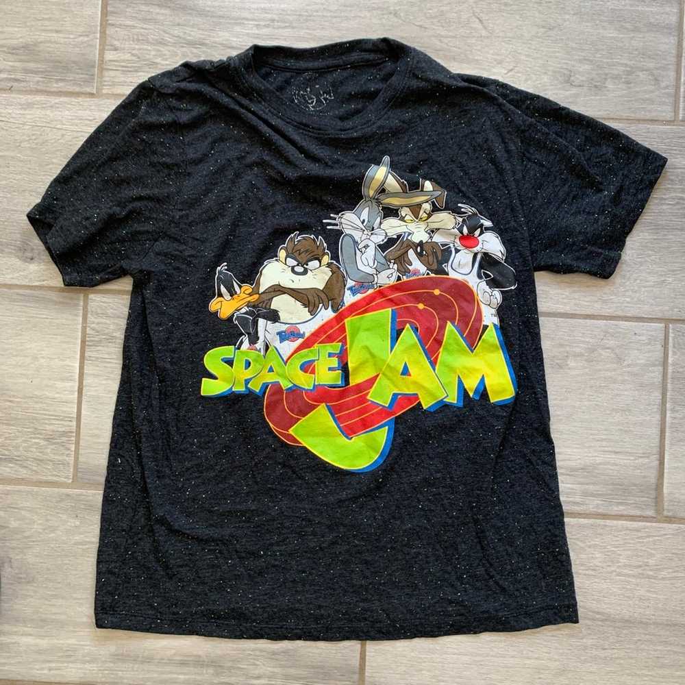 Vintage 90's Space Jam Tshirt Black Size M Looney… - image 1