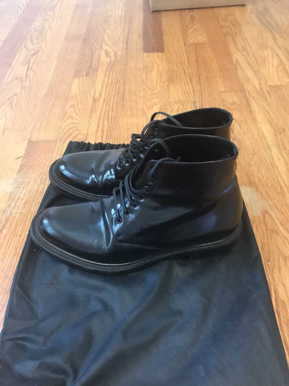SAINT LAURENT Patent Leather Combat Army Boots 12… - image 2