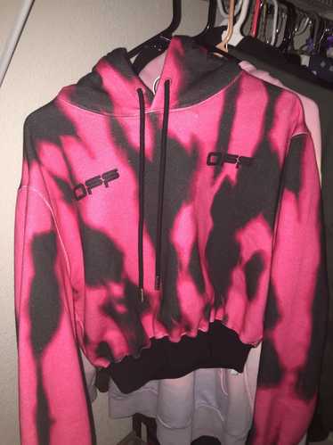 Off-White Tye Dye Cropped Fuchsia Hoodie