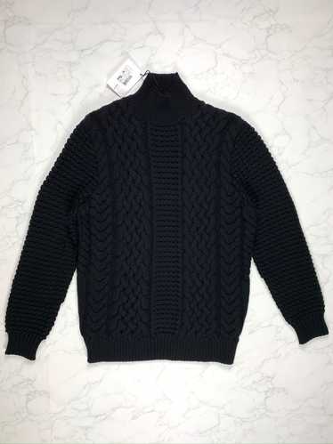 Balmain Black Wool Cable Knit Turtleneck