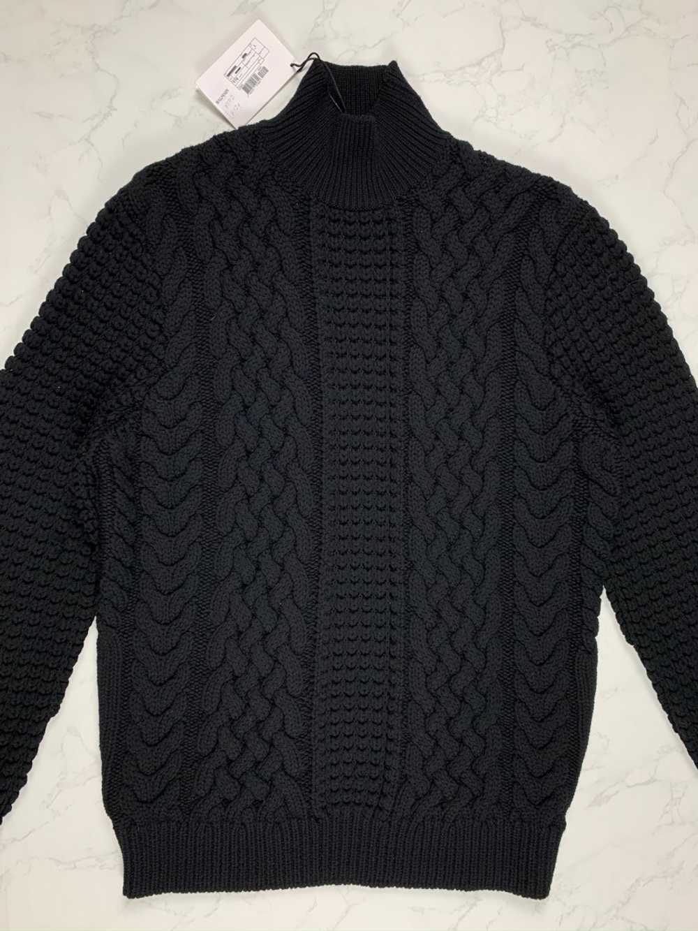 Balmain Black Wool Cable Knit Turtleneck - image 4