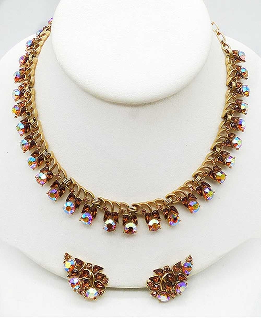 Trifari Topaz Aurora Rhinestone Necklace Set - image 1