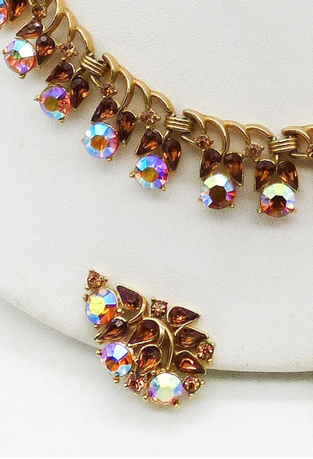 Trifari Topaz Aurora Rhinestone Necklace Set - image 2