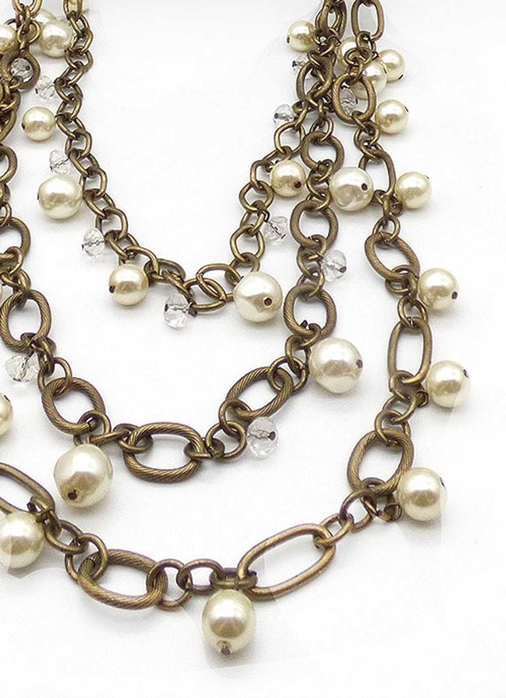 Tiered Pearl and Crystal Bead Necklace - image 2