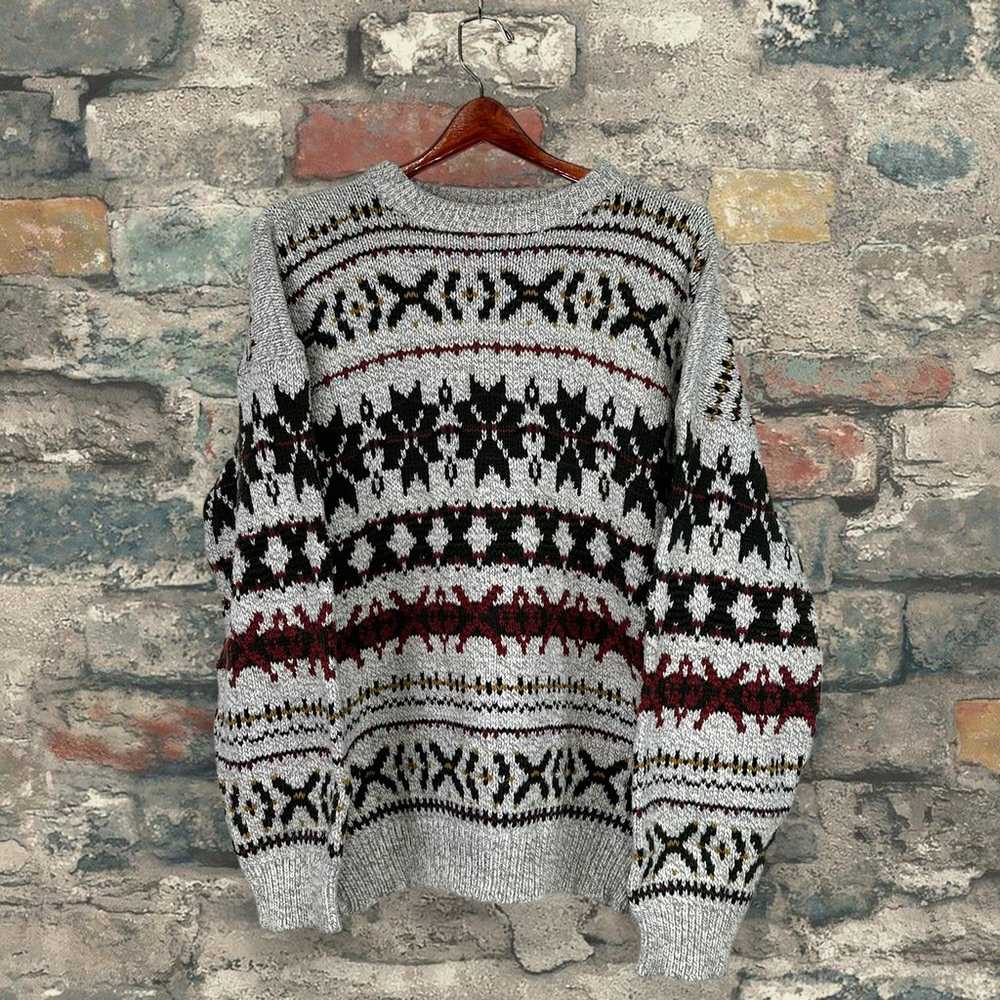 Vintage Grandpa Sweater Light Tan Cotton Crazy Pa… - image 1