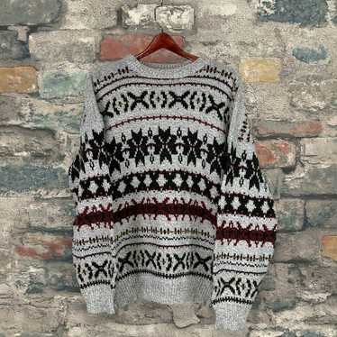 Vintage Grandpa Sweater Light Tan Cotton Crazy Pa… - image 1