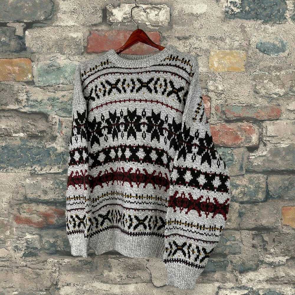 Vintage Grandpa Sweater Light Tan Cotton Crazy Pa… - image 3