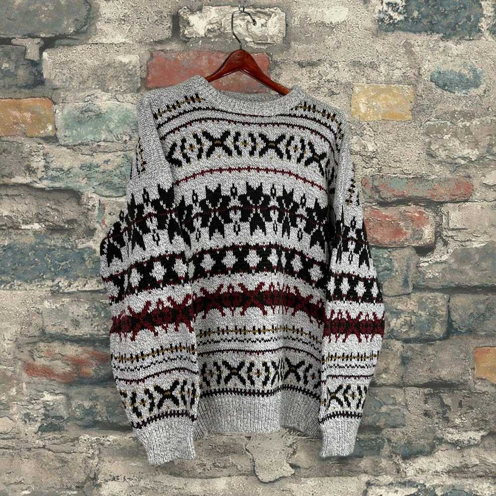 Vintage Grandpa Sweater Light Tan Cotton Crazy Pa… - image 4