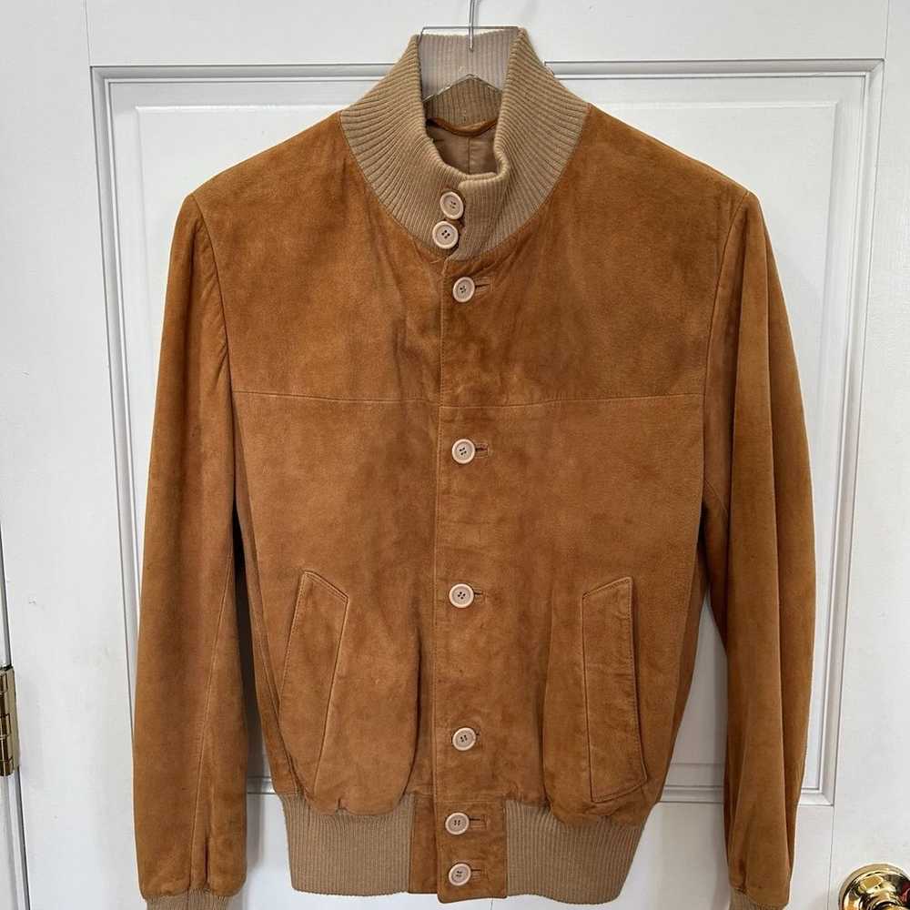 Vintage Suede Jacket Brown Men’s Button Up 70s 80s - image 1