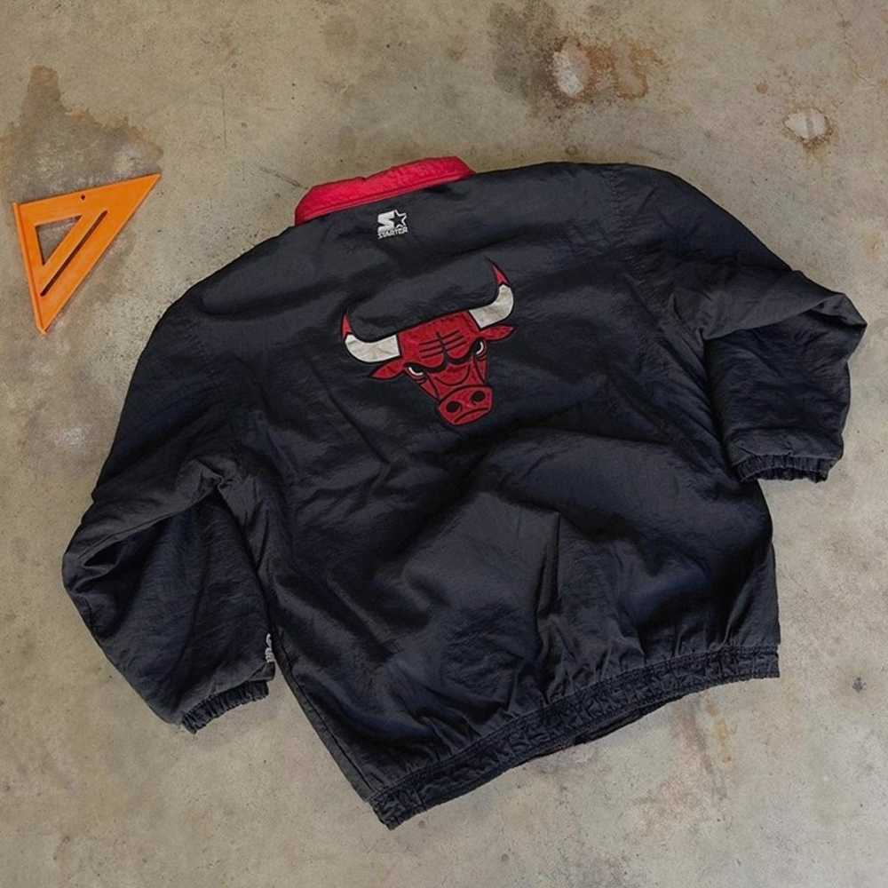 Vintage Starter Chicago Bulls Black Satin Puffer … - image 3