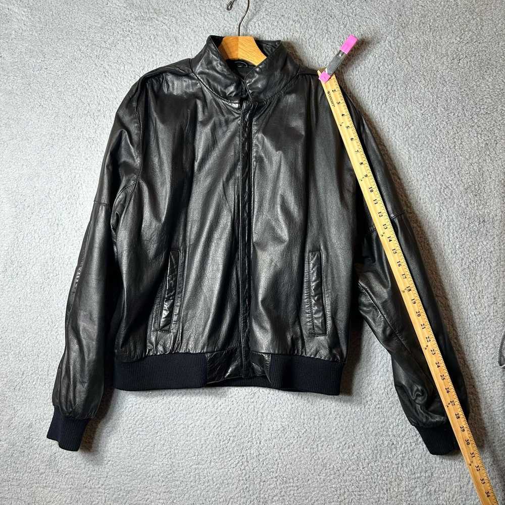 Mens Full Leather Coat Size 44 Black Full Zip Mot… - image 6