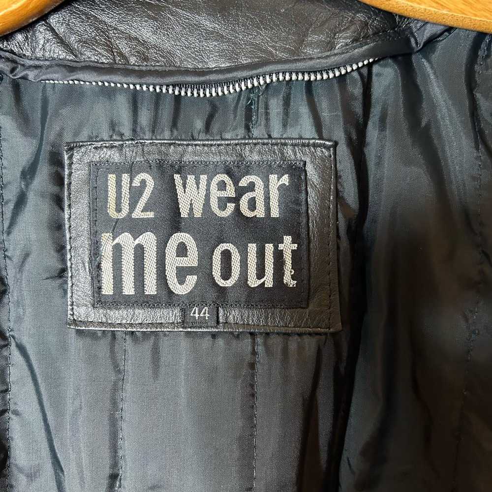 Mens Full Leather Coat Size 44 Black Full Zip Mot… - image 8