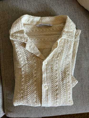 Zara Cream Zara crochet knit polo