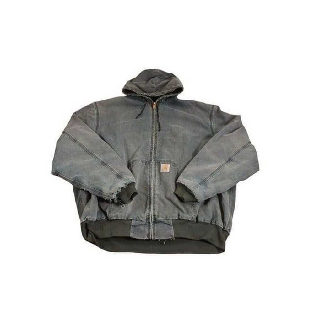 Vintage Carhartt Workwear Hooded Jacket Grey Size… - image 1