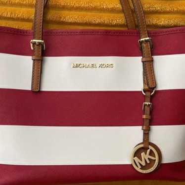 Michael Kors Red & White striped tote