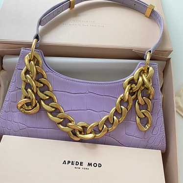 Apede Mod Purple Embossed Leather Shoulder bag on… - image 1