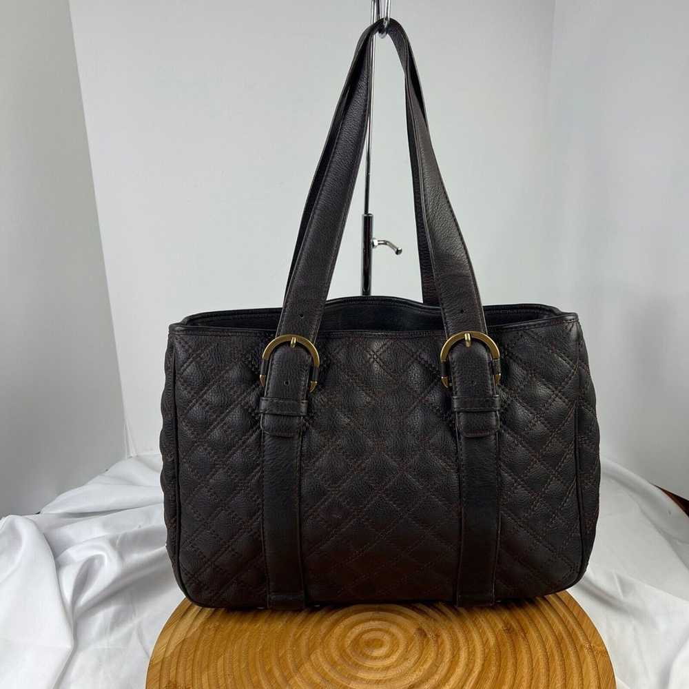 Michael kors dark Brown Leather Quilted Tote Shou… - image 1