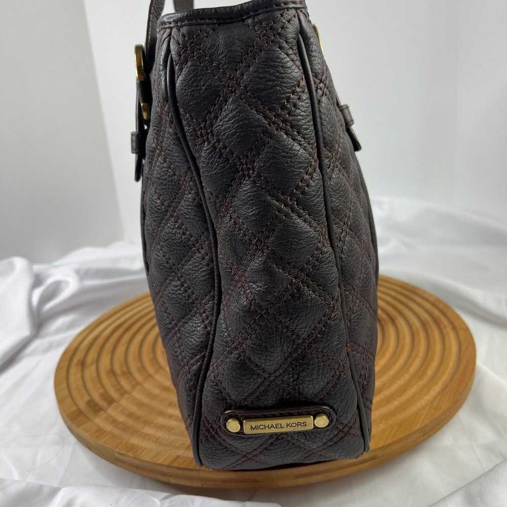 Michael kors dark Brown Leather Quilted Tote Shou… - image 3