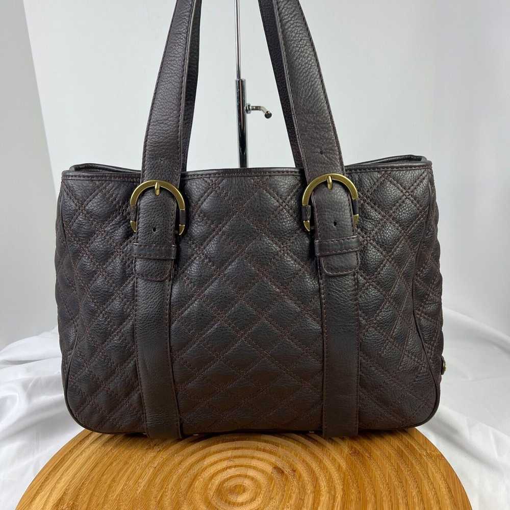 Michael kors dark Brown Leather Quilted Tote Shou… - image 4