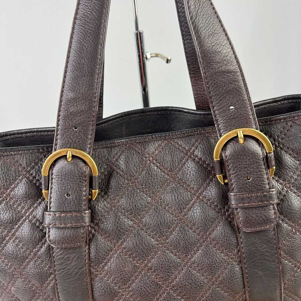 Michael kors dark Brown Leather Quilted Tote Shou… - image 6