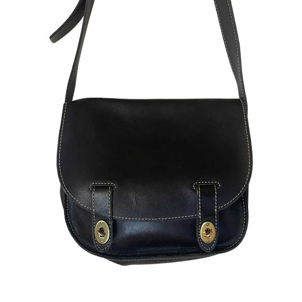 VTG Black Leather Fossil Turnlock Satchel - image 11