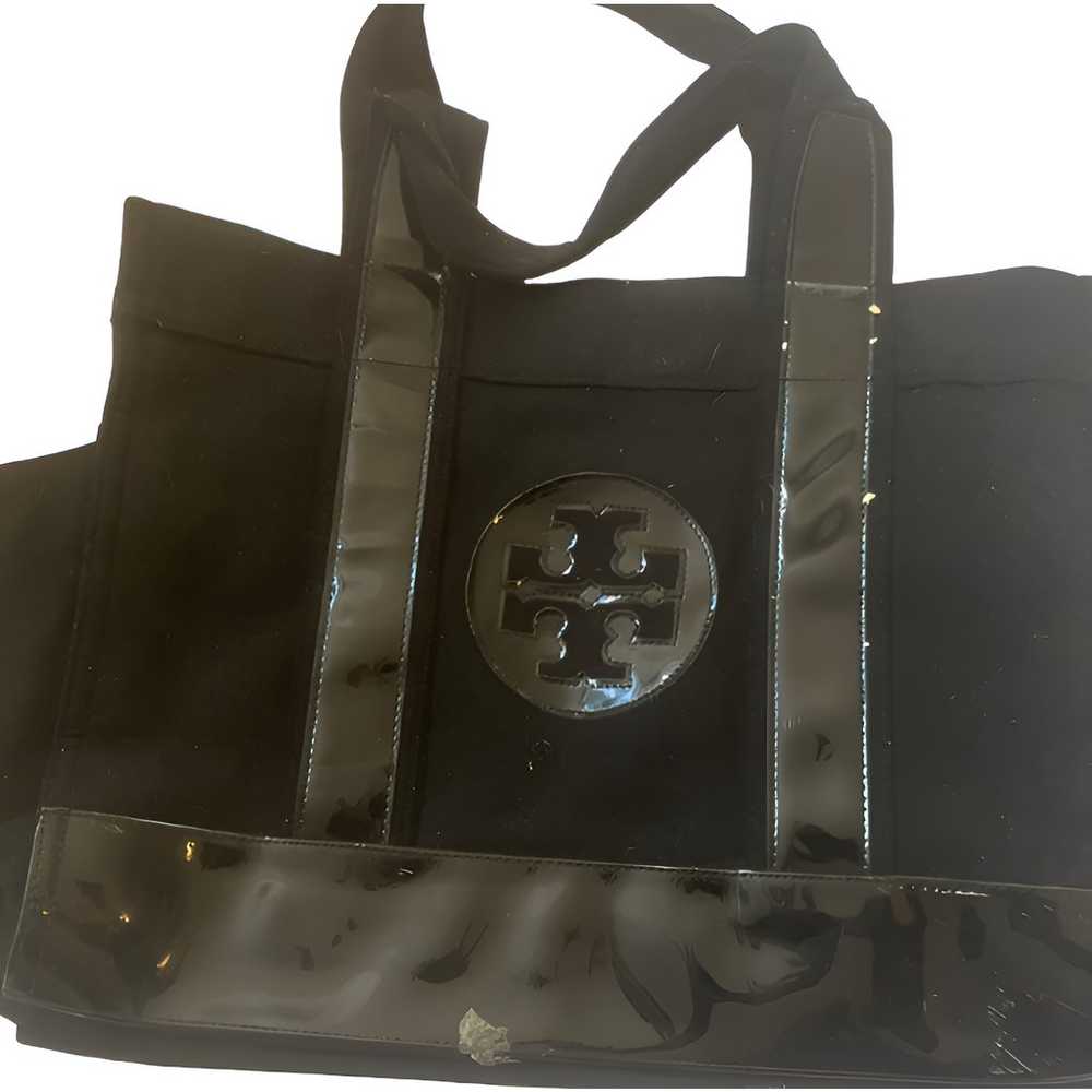 Tory Burch Tote Bag A4 Storage Canvas Leather Bla… - image 1