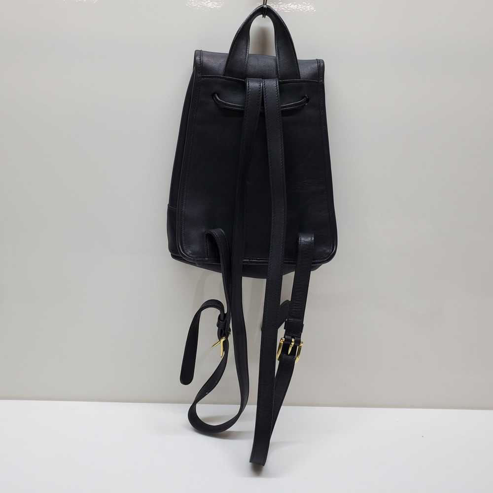 Vintage COACH Daypack Black Leather Drawstring Mi… - image 4