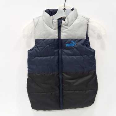 Puma Kids Gray/Blue/Black Color Block Puffer Vest… - image 1