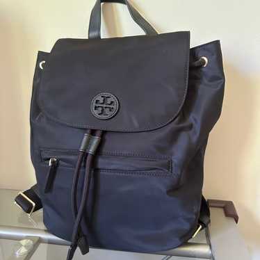 Tory Burch black nylon and leather backpack