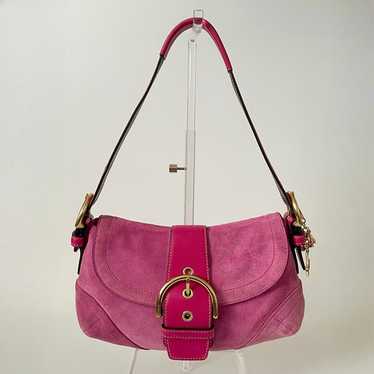 Y2K Coach Pink Soho Suede Small Leather Buckle Sh… - image 1
