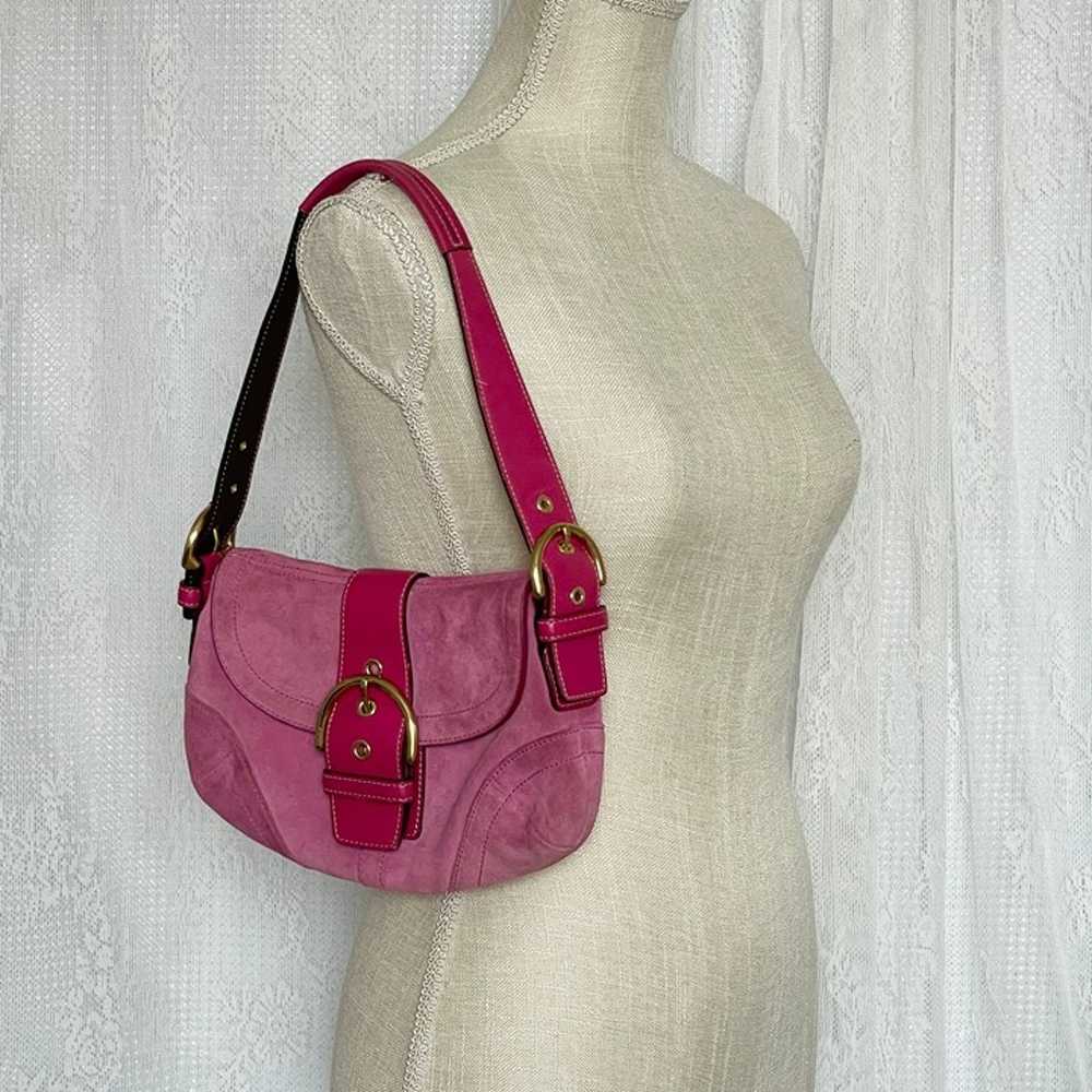 Y2K Coach Pink Soho Suede Small Leather Buckle Sh… - image 3