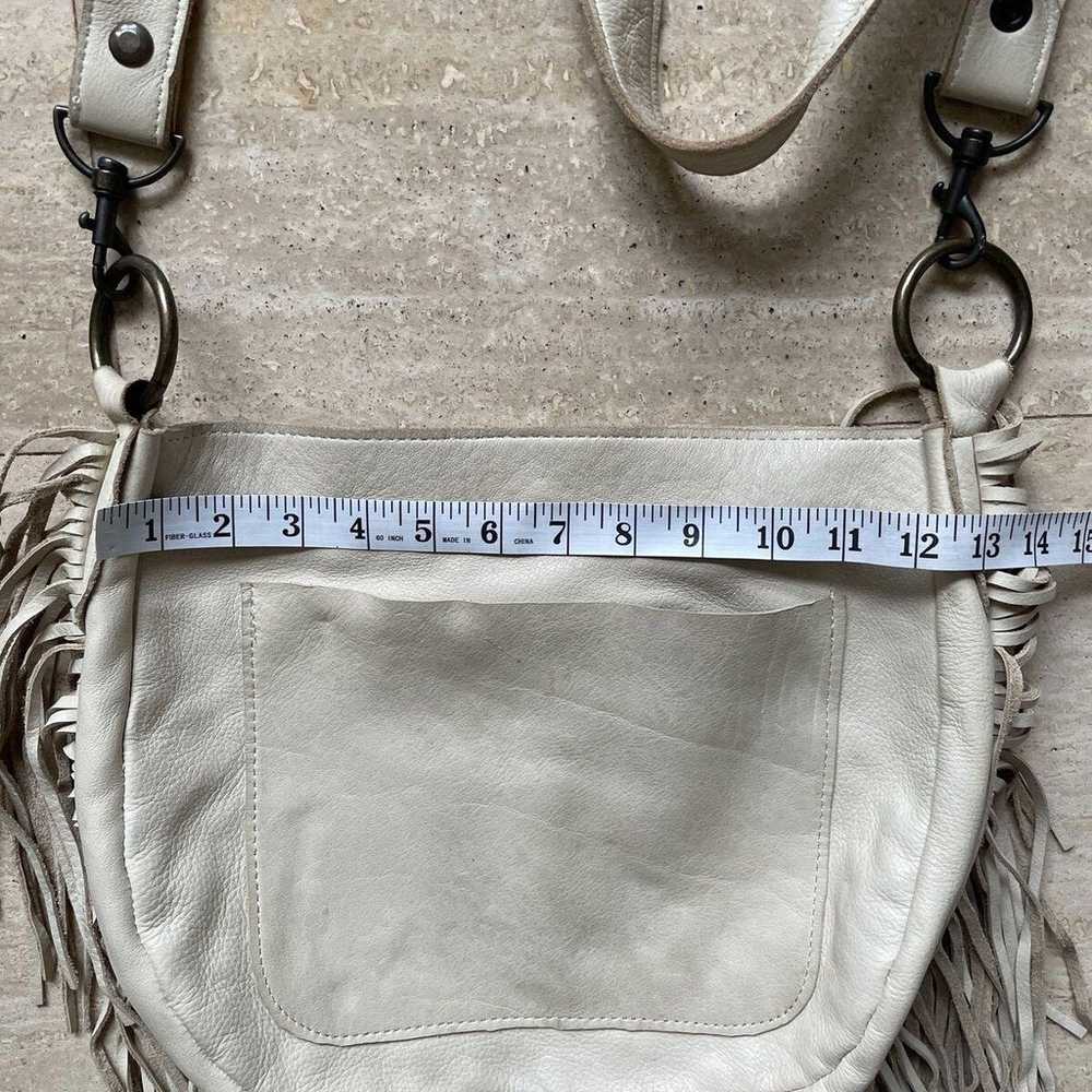 McFadin Leather Fringe Crossbody Bag Beige Tan Sh… - image 3