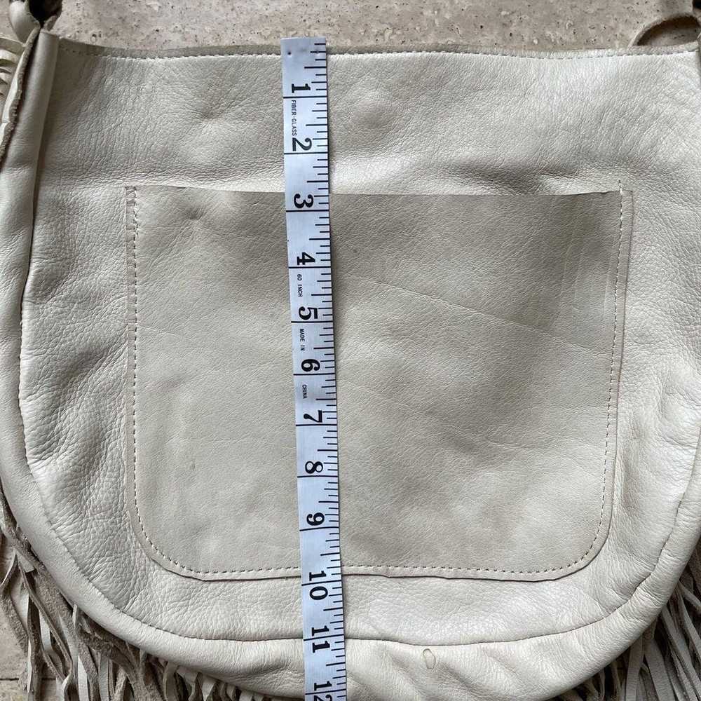 McFadin Leather Fringe Crossbody Bag Beige Tan Sh… - image 4