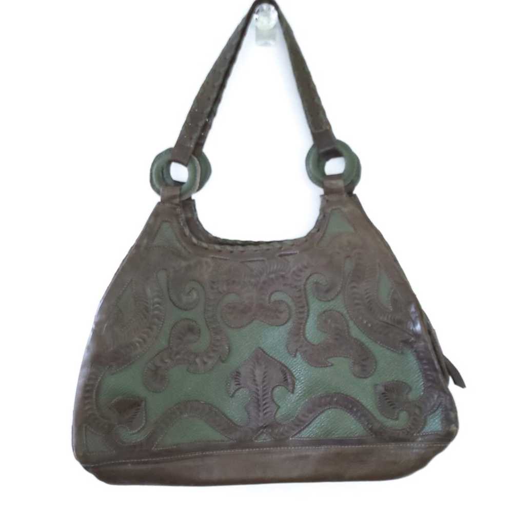 Leaders in Leather Paraguay Handbag Hand Tooled C… - image 1