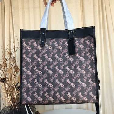 Coach Field Black Tote Bag With Horse and Carriag… - image 1
