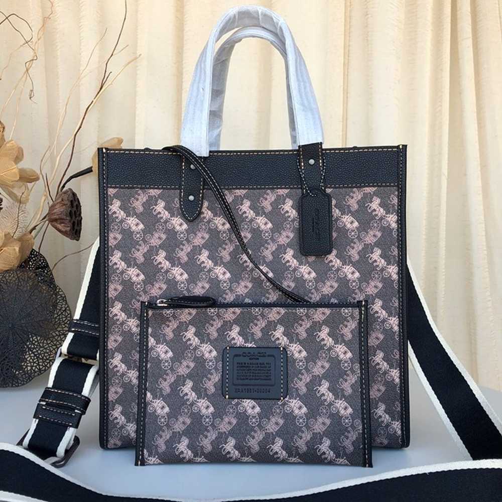 Coach Field Black Tote Bag With Horse and Carriag… - image 2