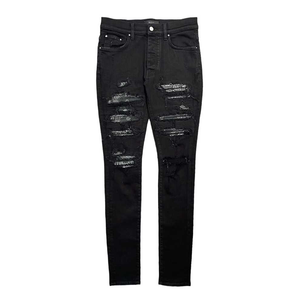 Amiri Amiri Tonal Bandana Patch Thrasher Jeans Bl… - image 1