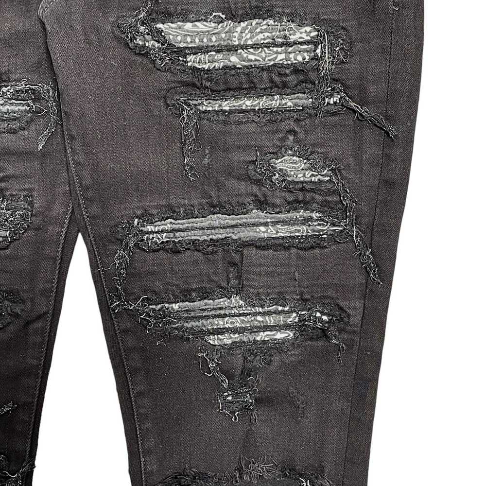 Amiri Amiri Tonal Bandana Patch Thrasher Jeans Bl… - image 3