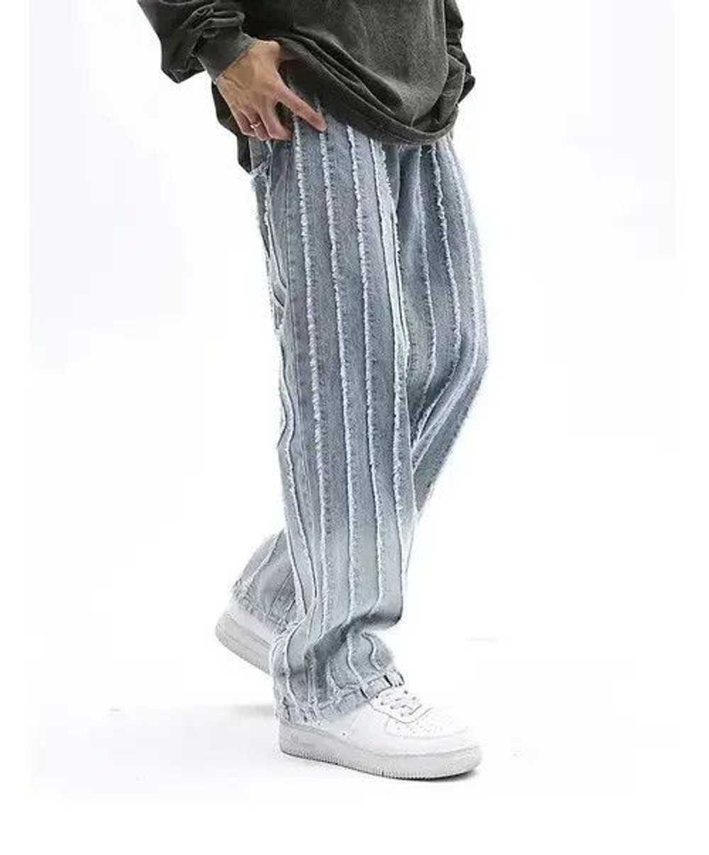 Jean × Streetwear Striped Baggy Flared Wide Leg J… - image 4