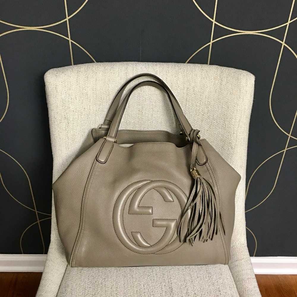 Gucci authentic SOHO grey leather tote bag - image 1