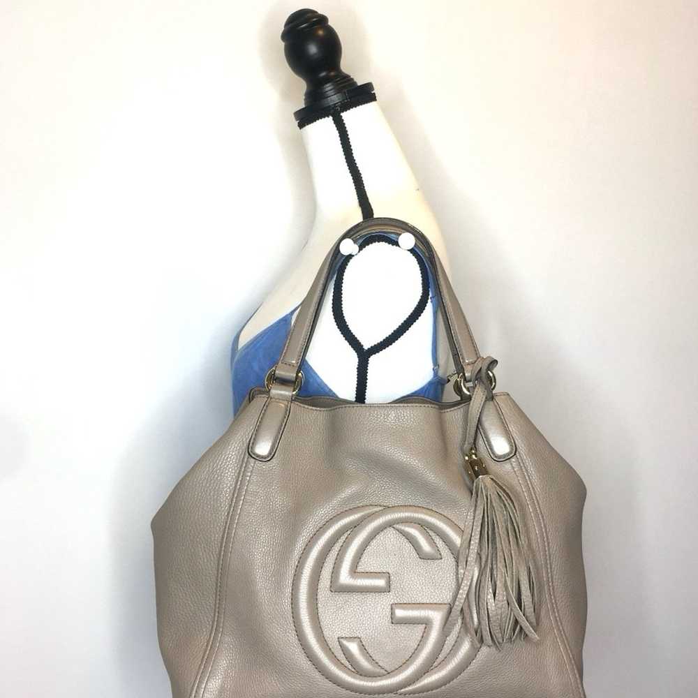 Gucci authentic SOHO grey leather tote bag - image 2