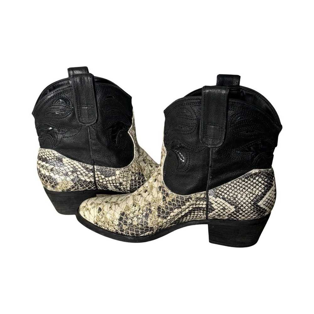 Sam Edelman Boots Womens 8M Snakeskin Solid Black… - image 6