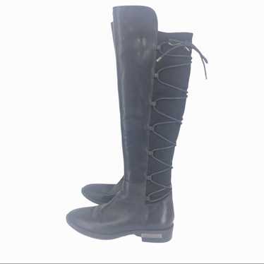 VINCE CAMUTO PARLE STRETCH BLACK LEATHER KNEE HIGH