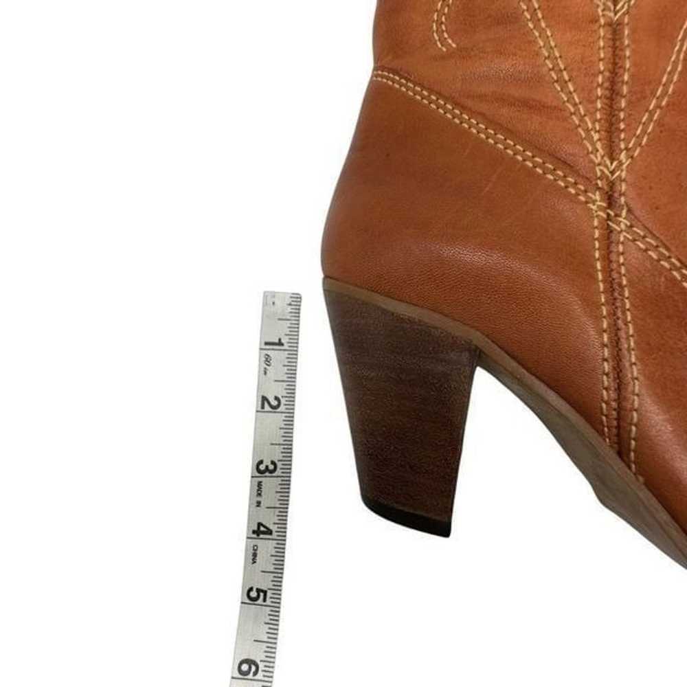 DANELLE Tan High Heeled Leather Cowboy Boots Size… - image 10