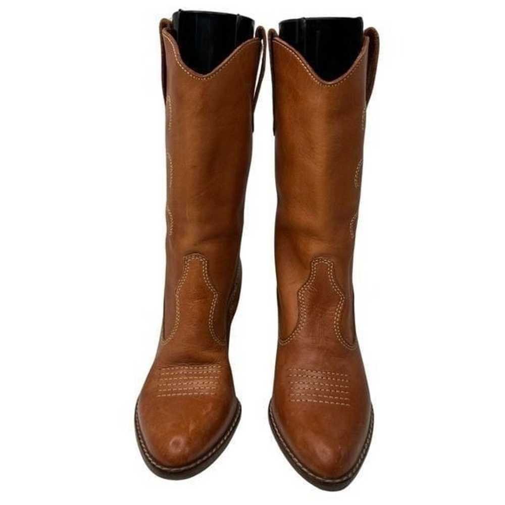 DANELLE Tan High Heeled Leather Cowboy Boots Size… - image 6
