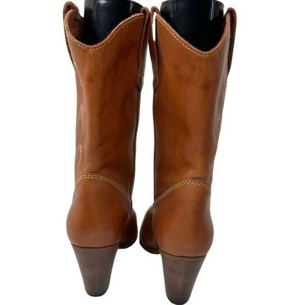 DANELLE Tan High Heeled Leather Cowboy Boots Size… - image 7