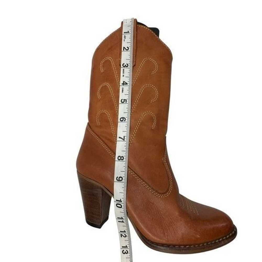DANELLE Tan High Heeled Leather Cowboy Boots Size… - image 9