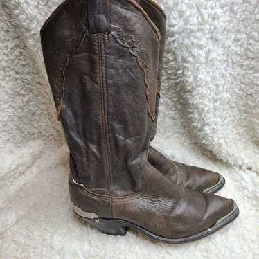 Vintage Womens Dark Brown Leather Western Boots si