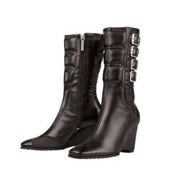 ICON WOMEN'S BOMBSHELL BLACK LEATHER BOOTS size 8… - image 1