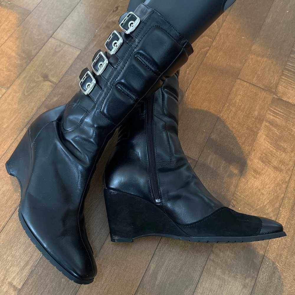 ICON WOMEN'S BOMBSHELL BLACK LEATHER BOOTS size 8… - image 2